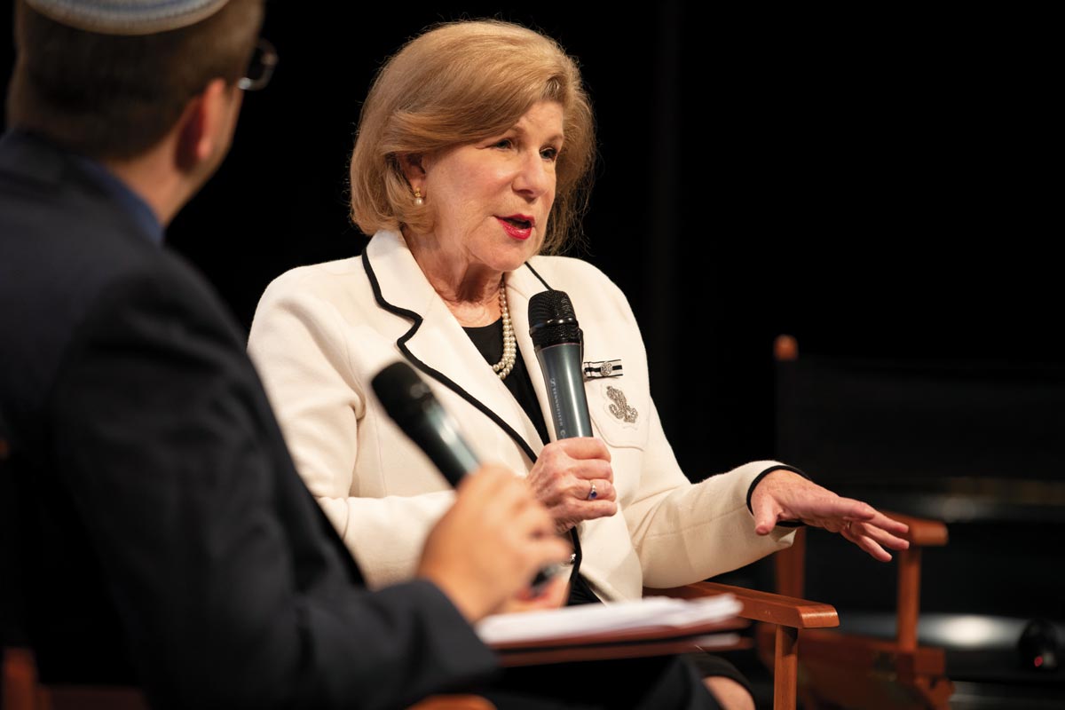 Rabbi Ron Symons interviews NPR legal affairs correspondent Nina Totenberg at a September 2018 forum on religious freedom and the First Amendment.