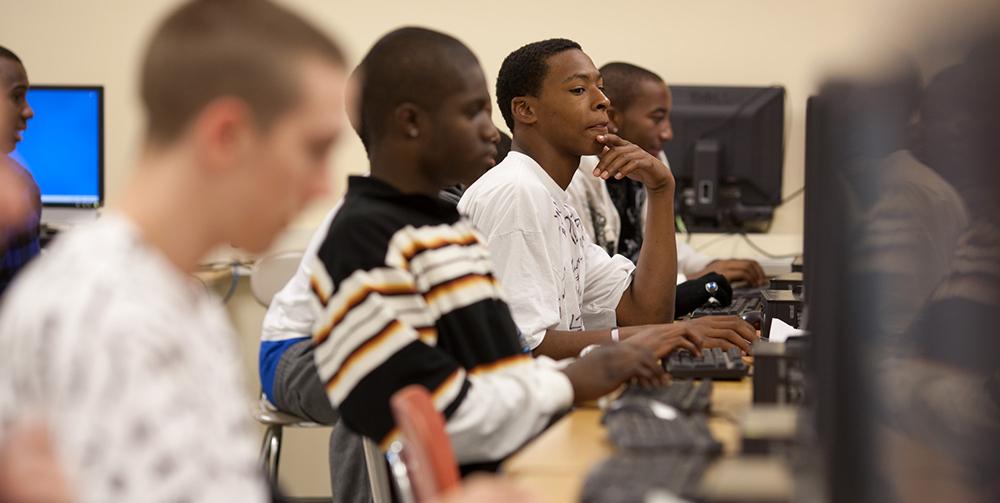 Carrick High School students working in the computer lab.